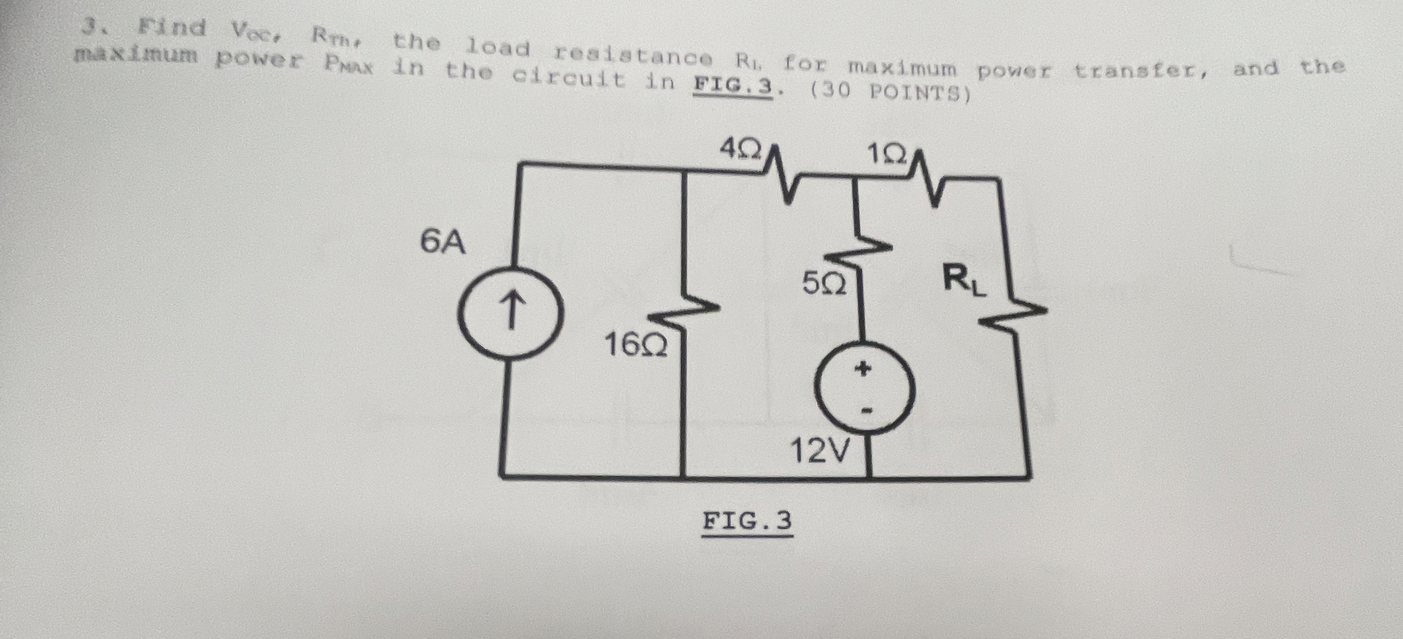 Find V o c , R T m the load resistance R 1 , for