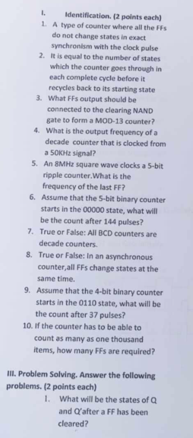 I. Identification. A type of counter where all