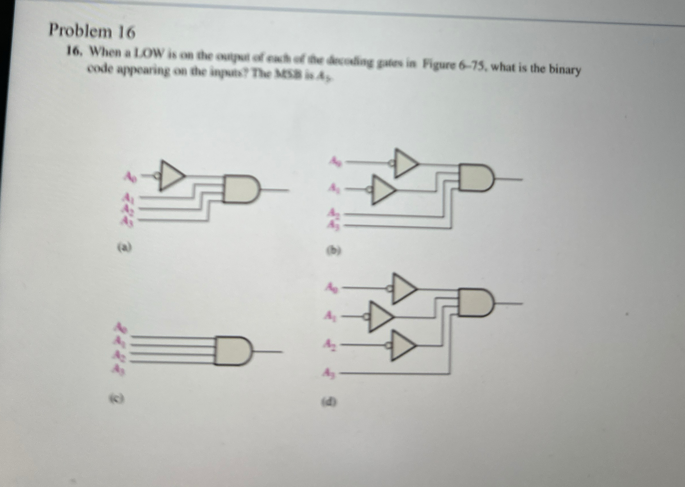 Problem 1 6 1 6 . When a LOW is on the ourput of