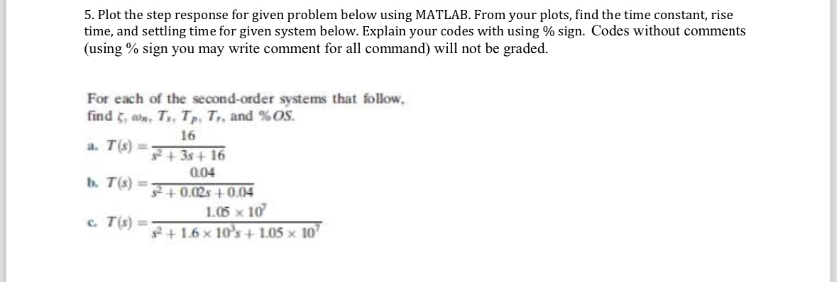 Plot the step response for given problem below