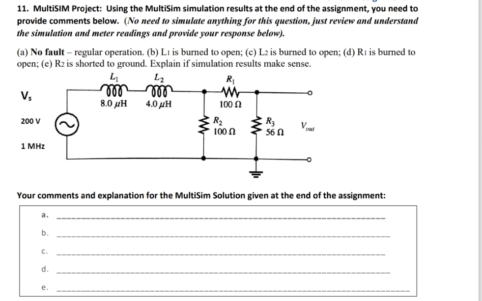 MultiSIM Project: Using the MultiSim simulation