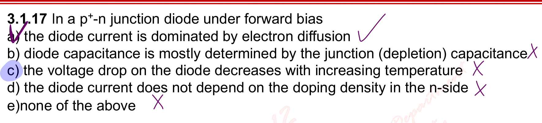 3 . 1 . 1 7 In a p + - n junction diode under