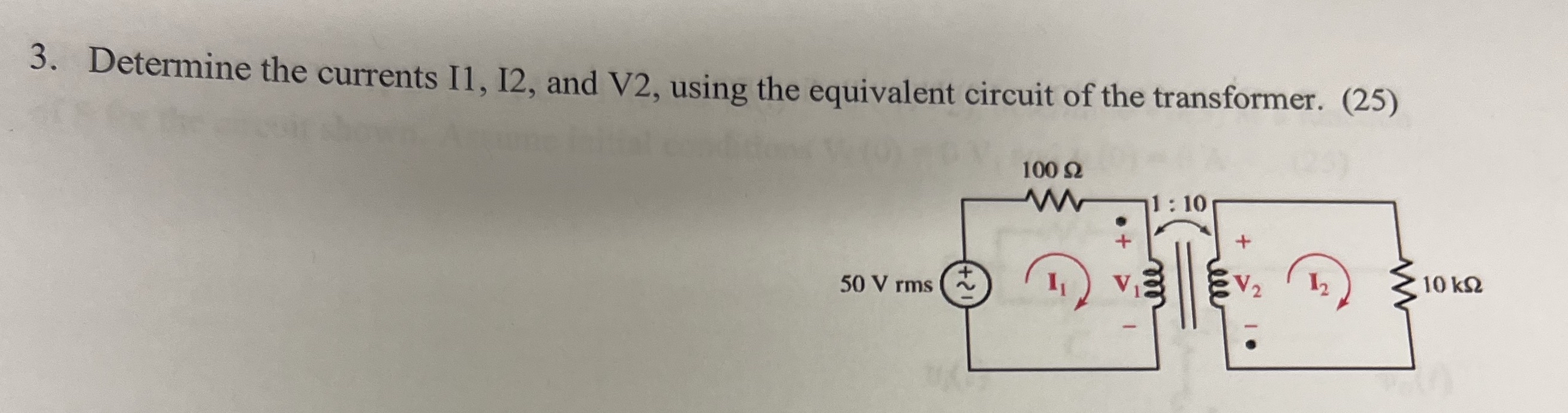 Determine the currents I 1 , I 2 , and V 2 ,