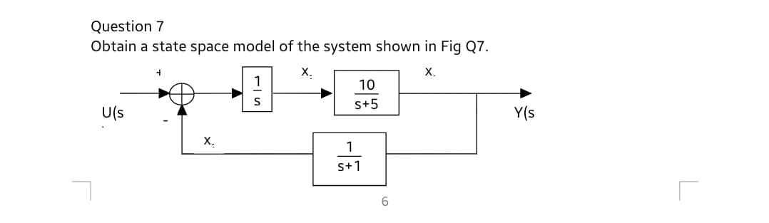 Question 7 Obtain a state space model of the