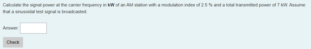 Calculate the signal power at the carrier
