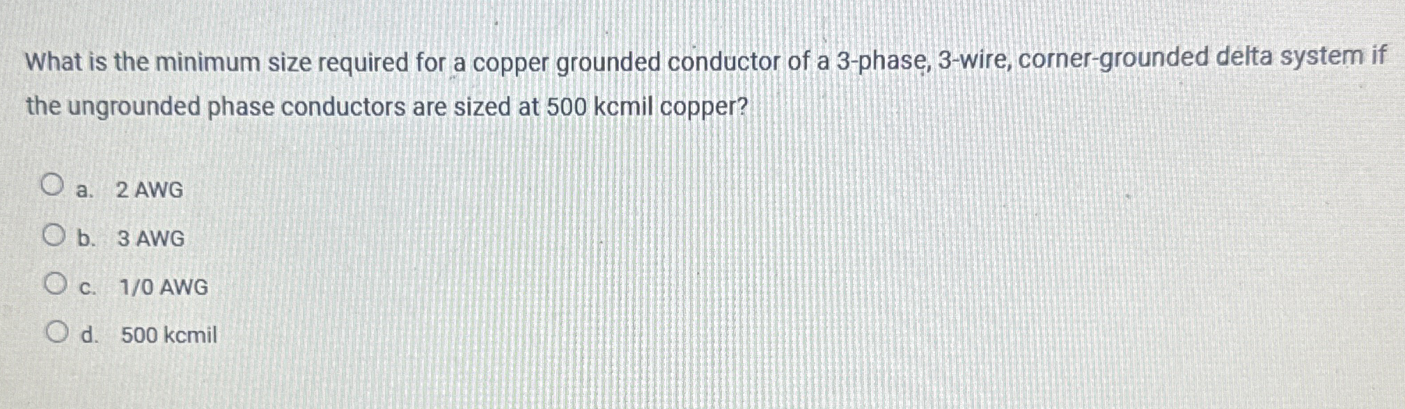 What is the minimum size required for a copper