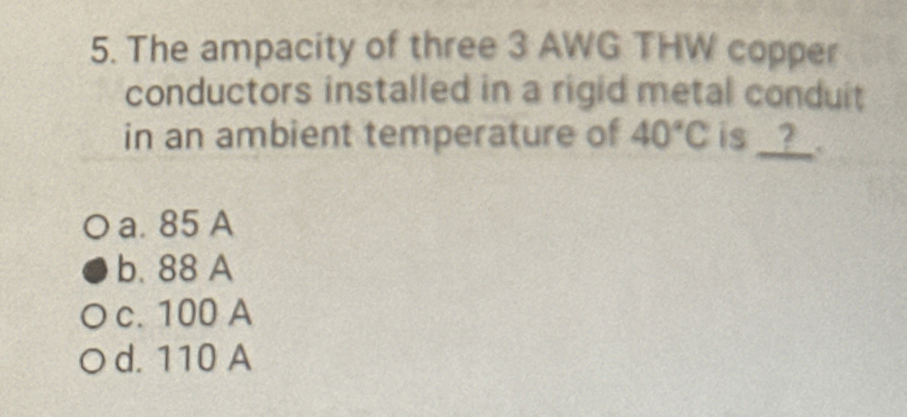 The ampacity of three 3 AWG THW copper conductors