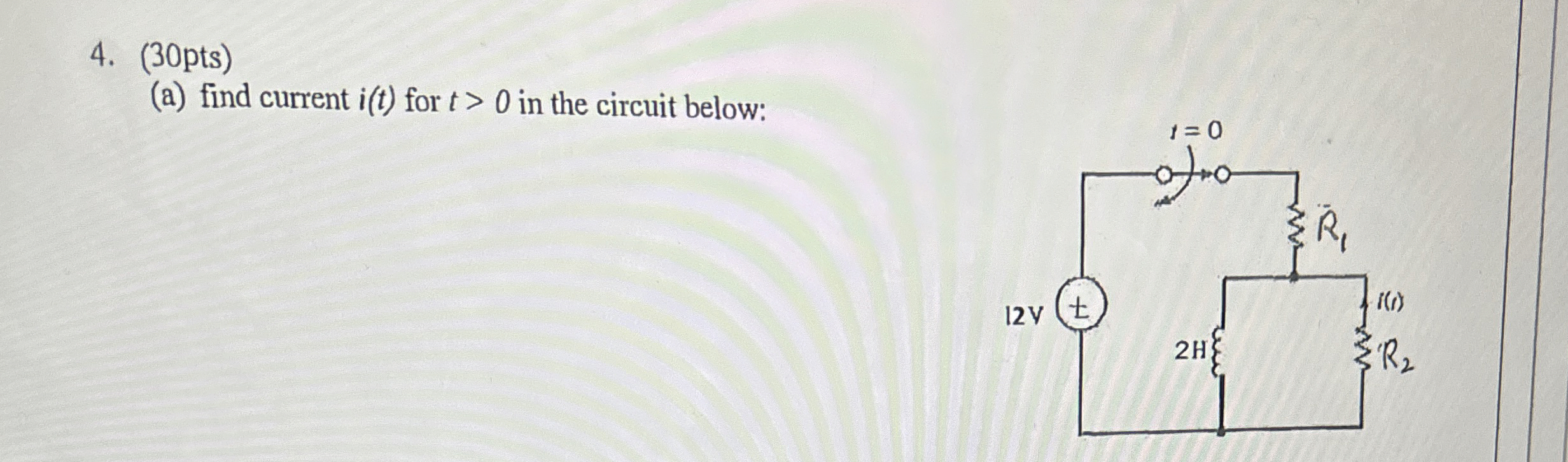 ( 3 0 pts ) ( a ) find current i ( t ) for t  style=