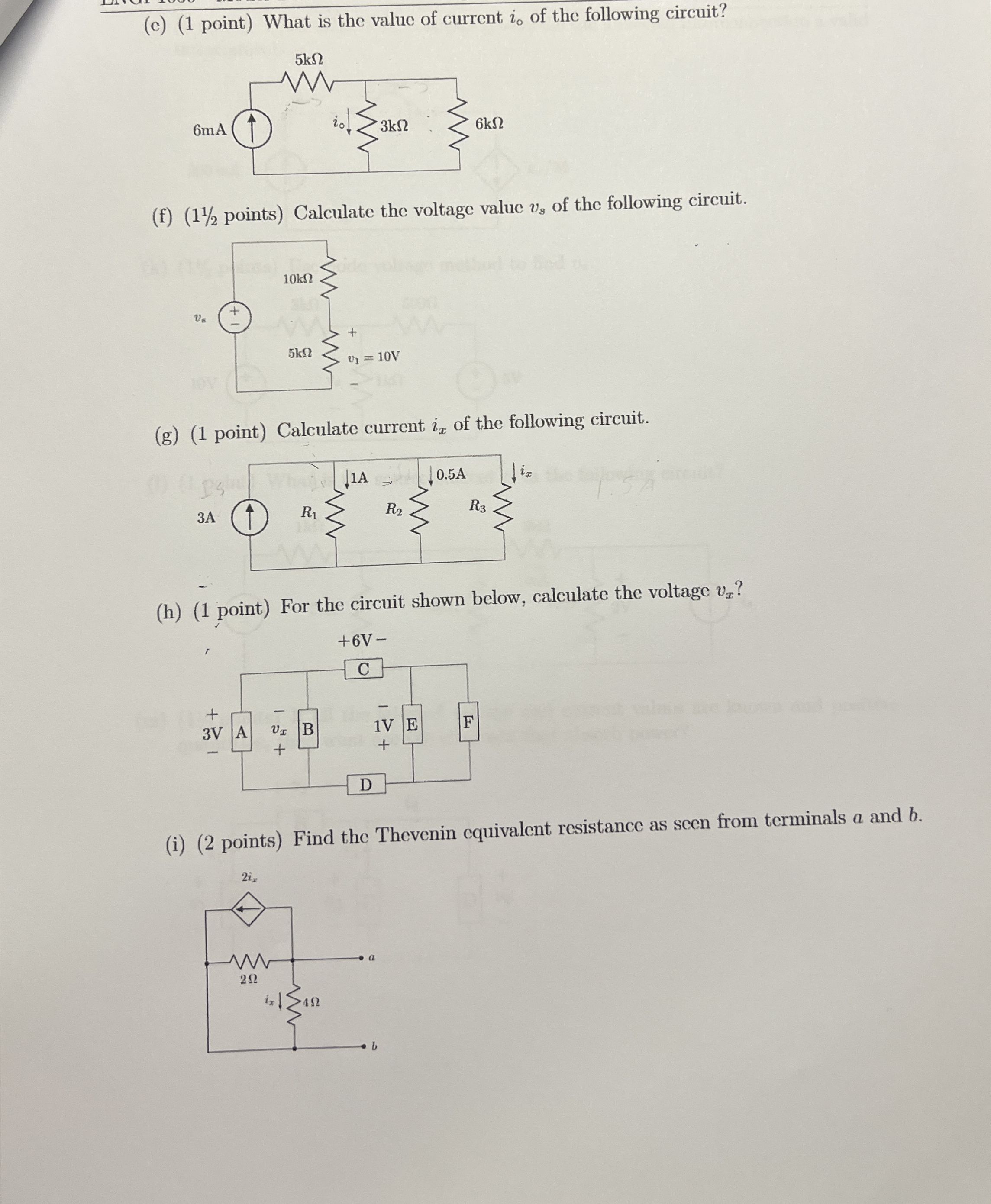 ( c ) ( 1 point ) What is the value of current i