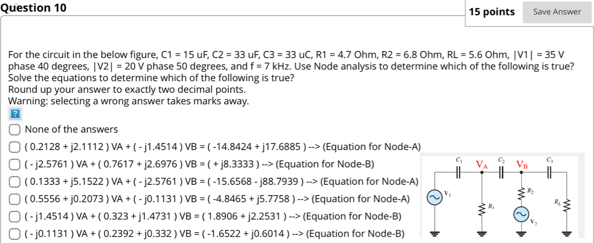 Question 1 0 1 5 points For the circuit in the