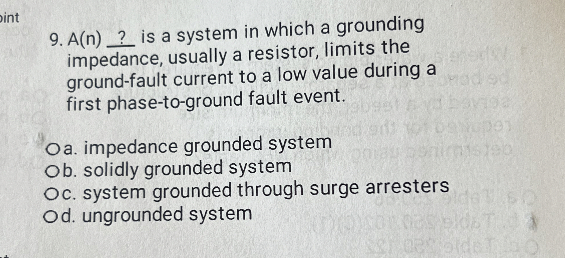 A ( n ) ? is a system in which a grounding