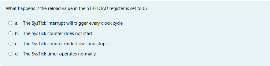 What happens if the reload value in the STRELOAD