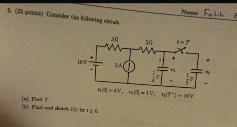 ( 2 2 points ) Consider the following circuit.