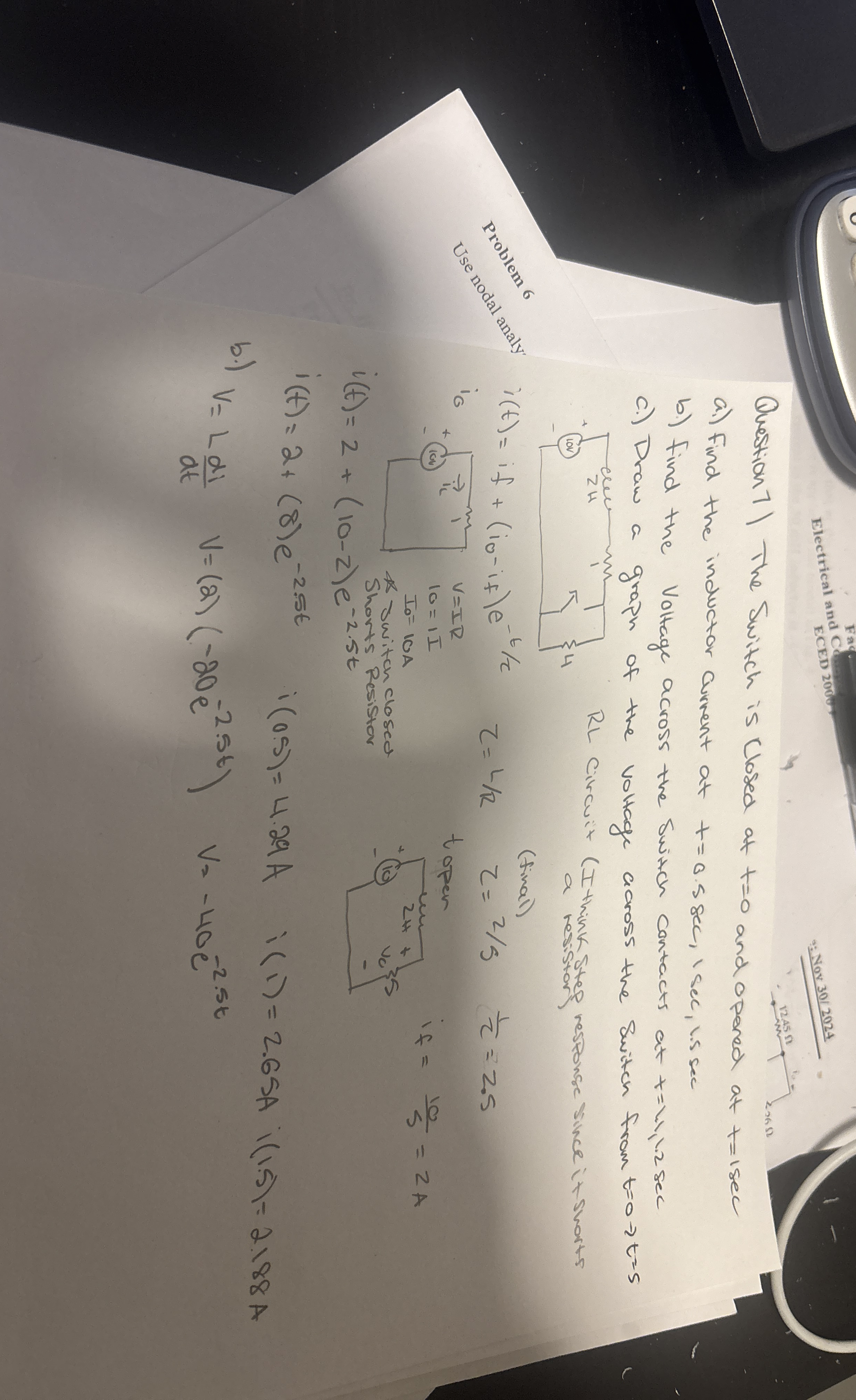 mestion 4 part I In the circuit shown in Fig. 7