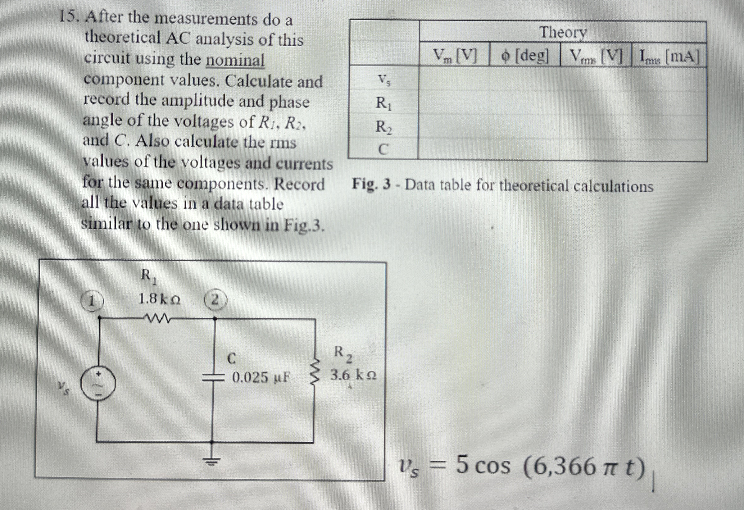 Please Calculate the Theoretical data values and