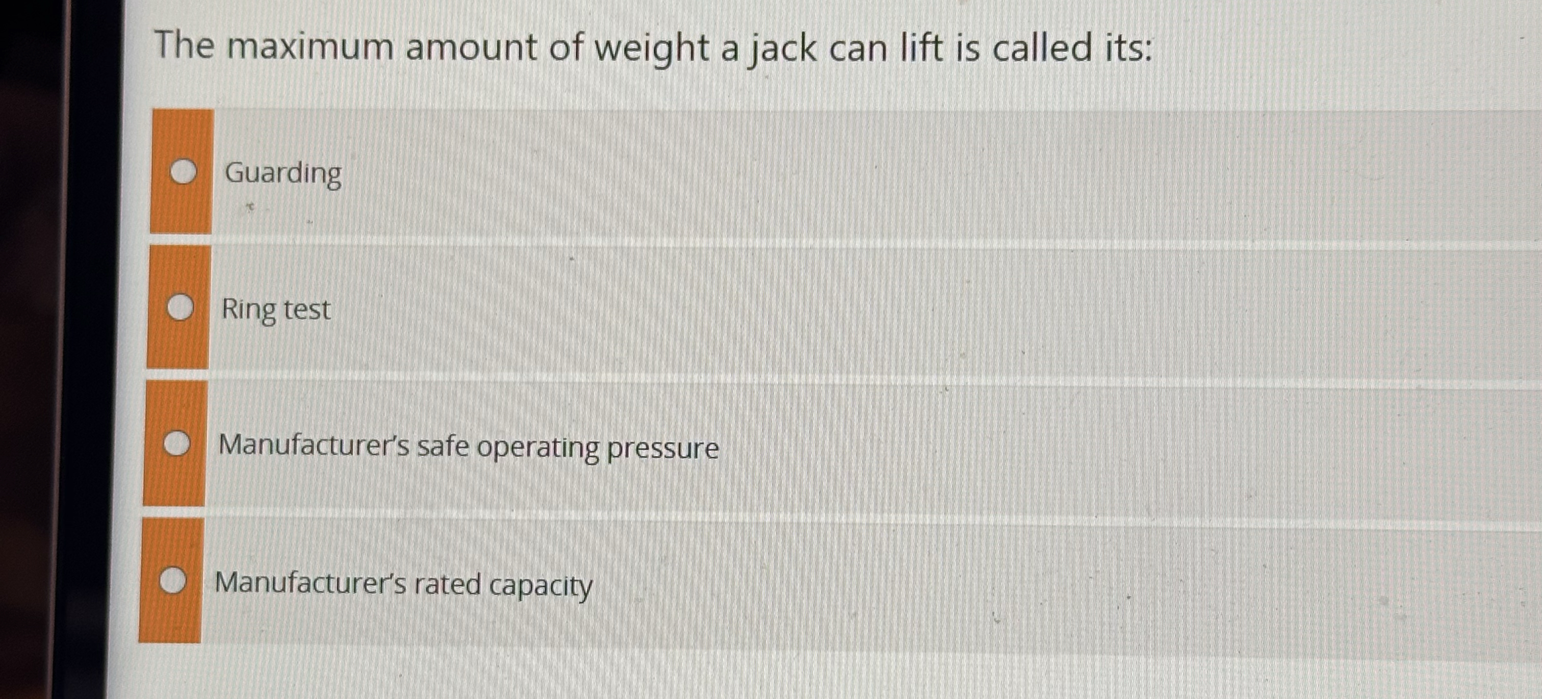 The maximum amount of weight a jack can lift is