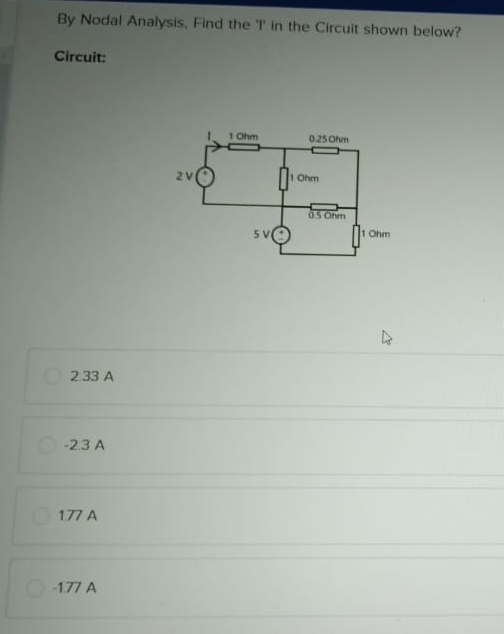 By Nodal Analysis, Find the Current ' I ' in the