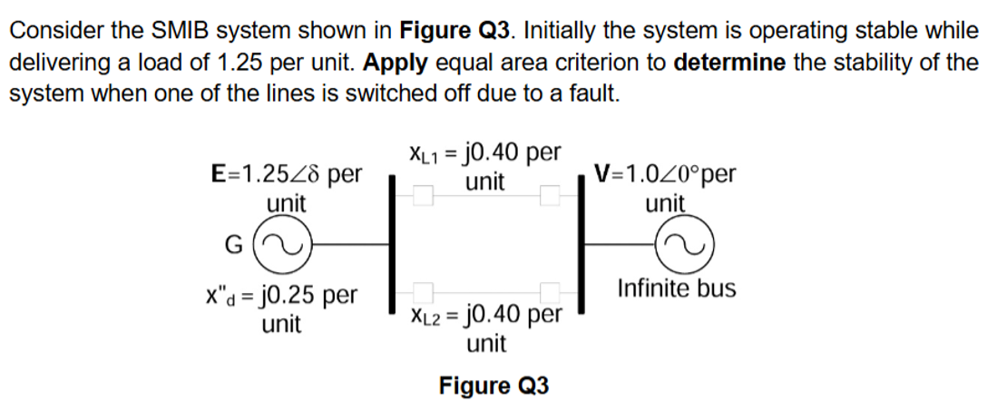 Consider the SMIB system shown in Figure Q 3 .