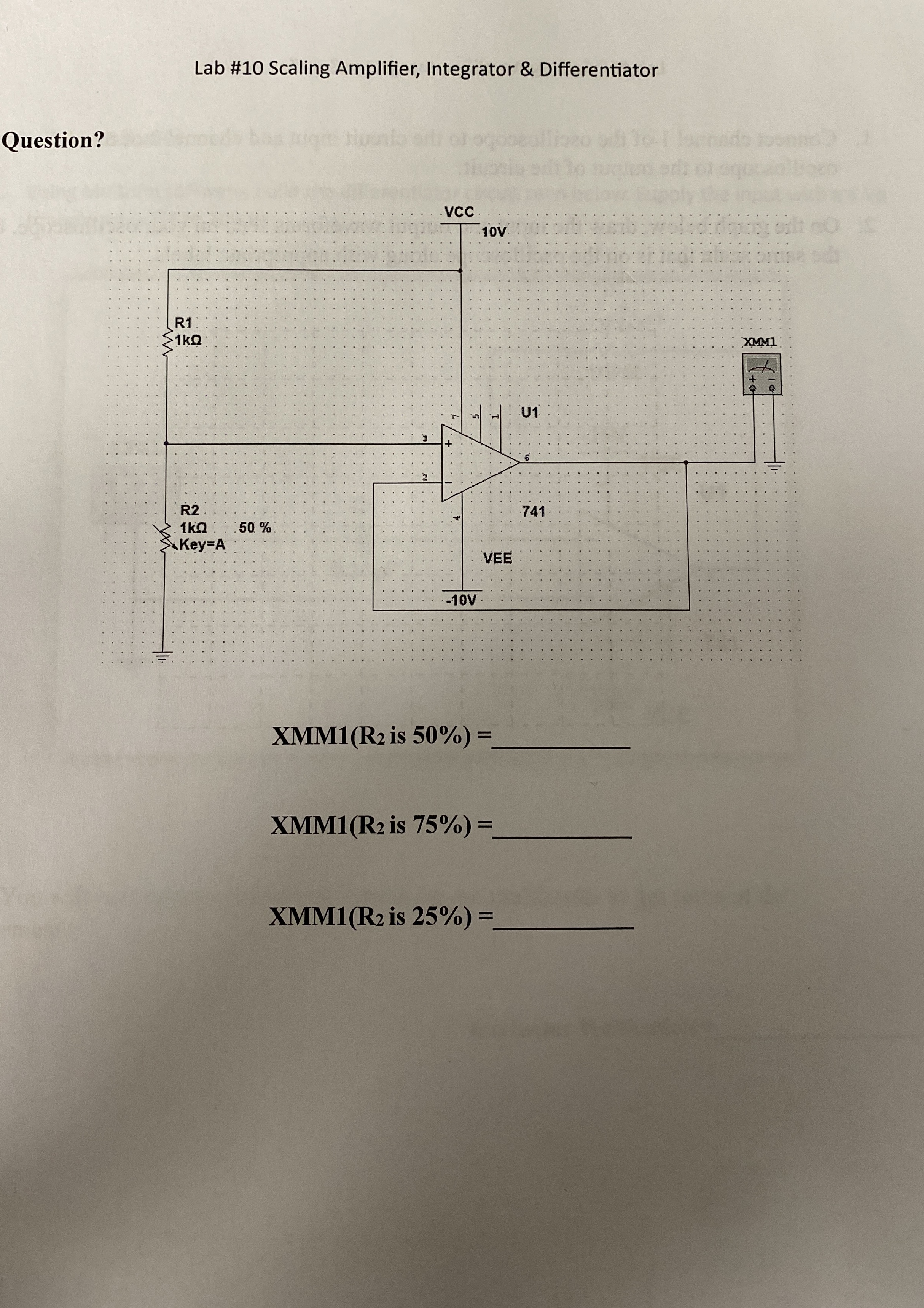 Lab # 1 0 Scaling Amplifier, Integrator &