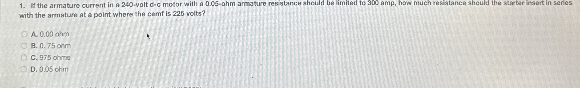 If the armature current in a 2 4 0 - volt d - c