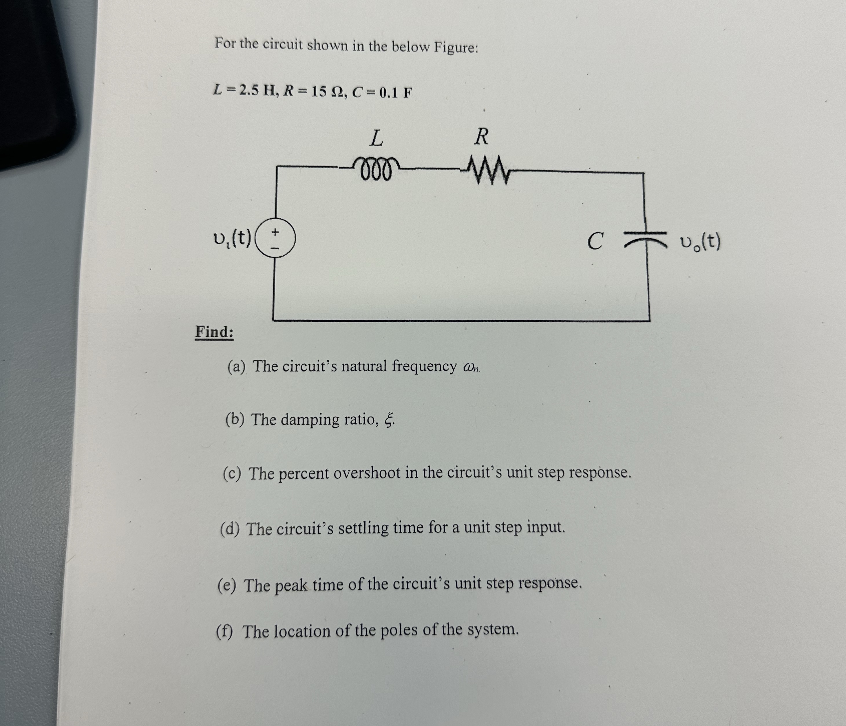 For the circuit shown in the below Figure: L = 2
