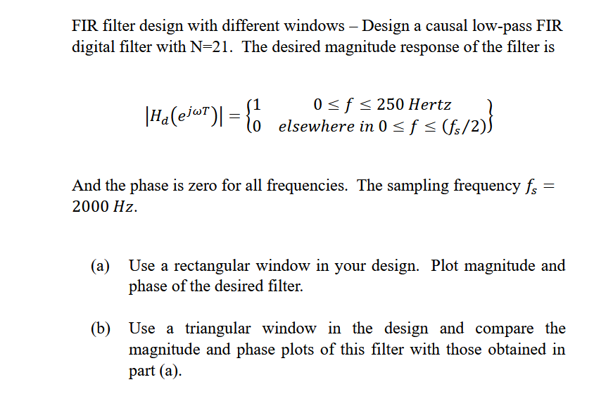 FIR filter design with different windows - Design