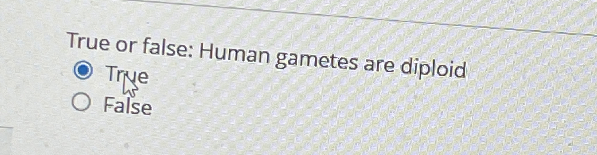 True or false: Human gametes are diploid True