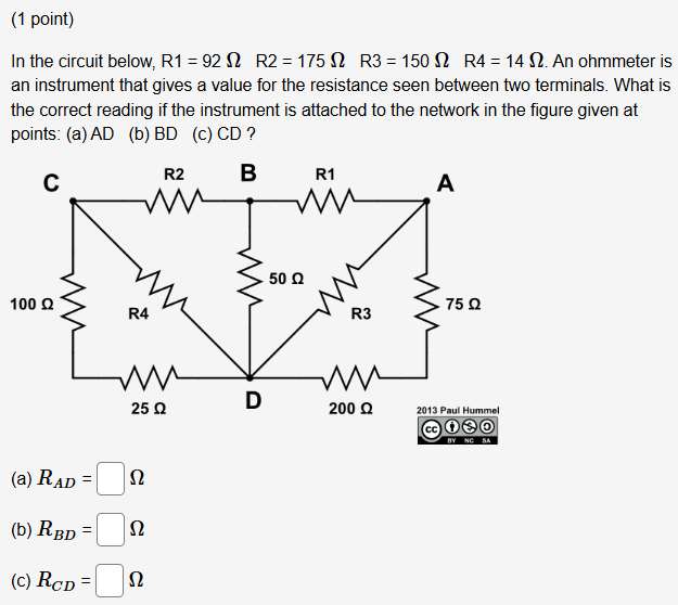 ( 1 point ) In the circuit below, R 1 = 9 2 \