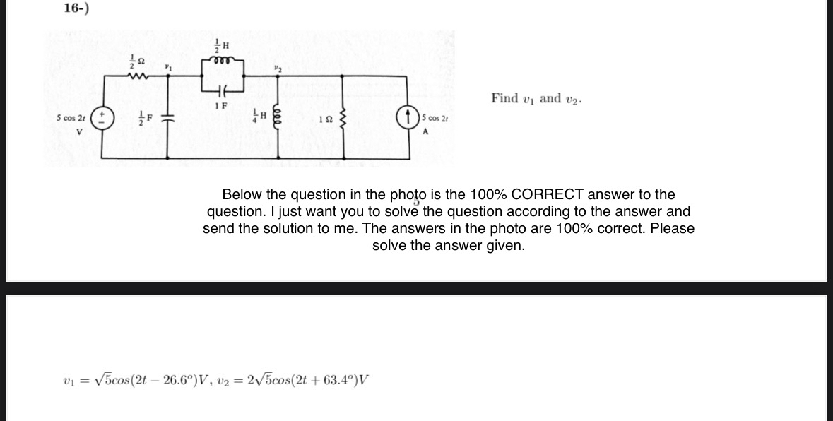 1 6 - ) Find v 1 and v 2 . Below the question in