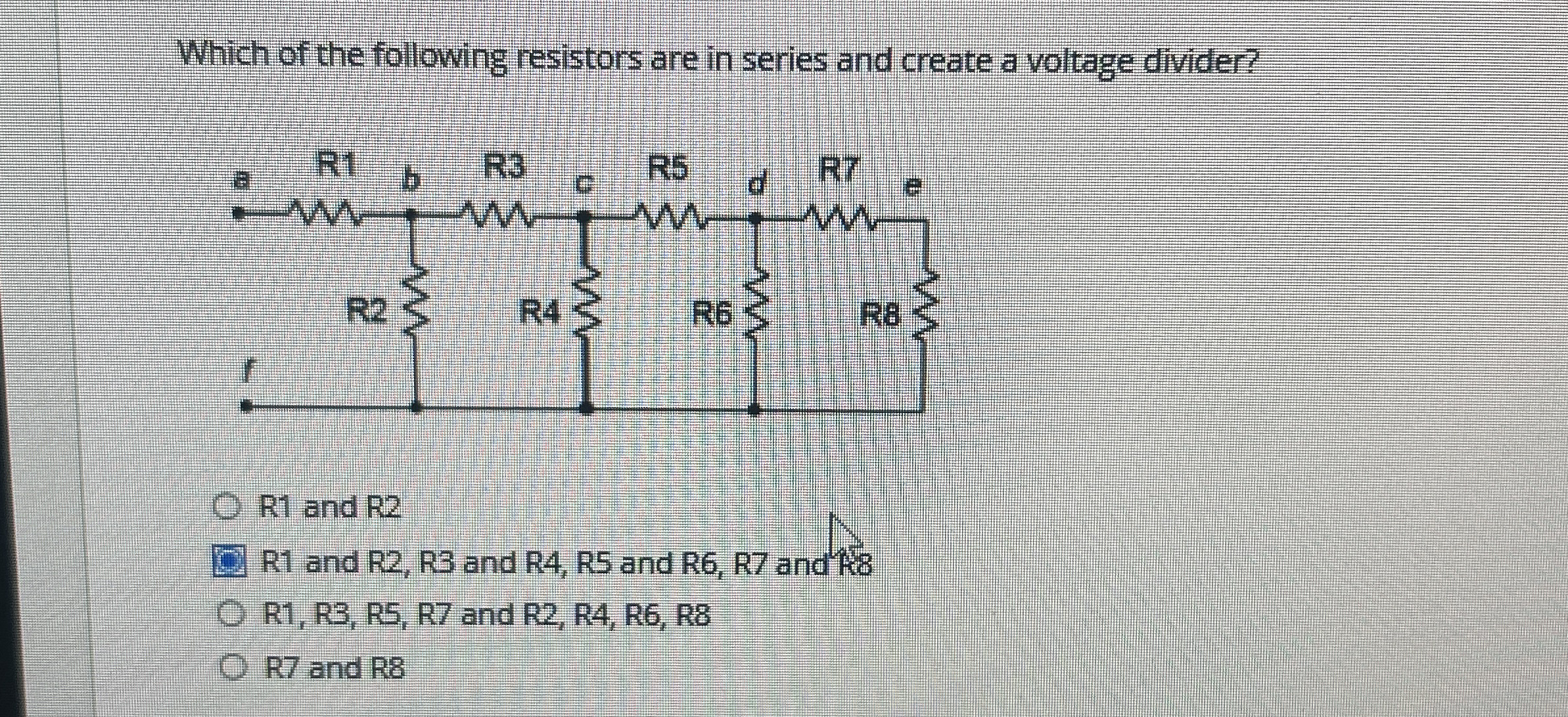 Which of the following resistors are in series
