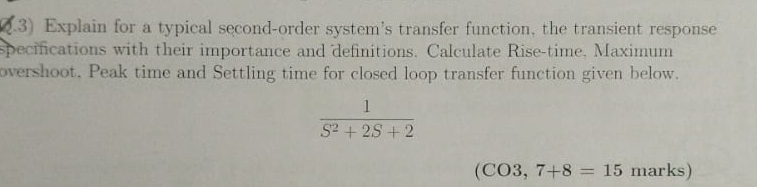 Explain for a typical second - order system's