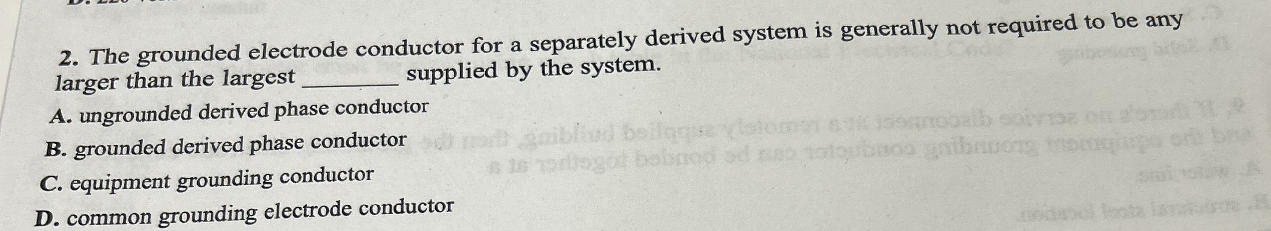 The grounded electrode conductor for a separately