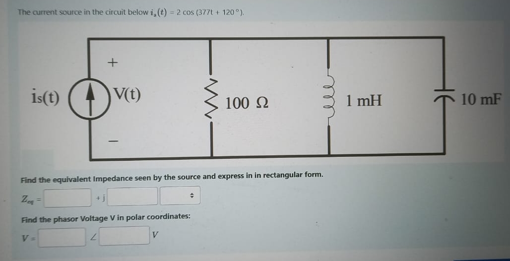The current source in the circuit below i s ( t )