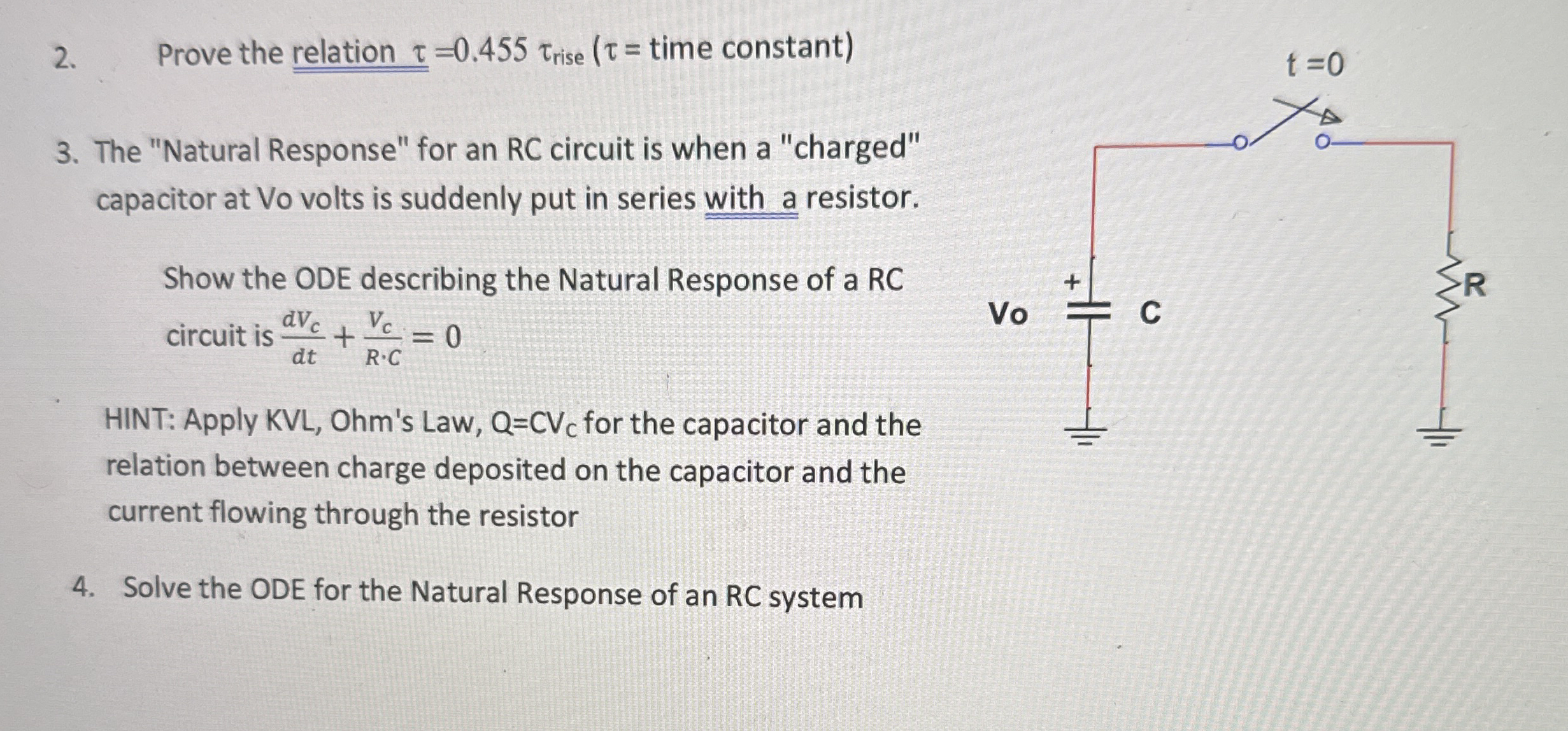 Prove the relation = 0 . 4 5 5 r i s e ( = time