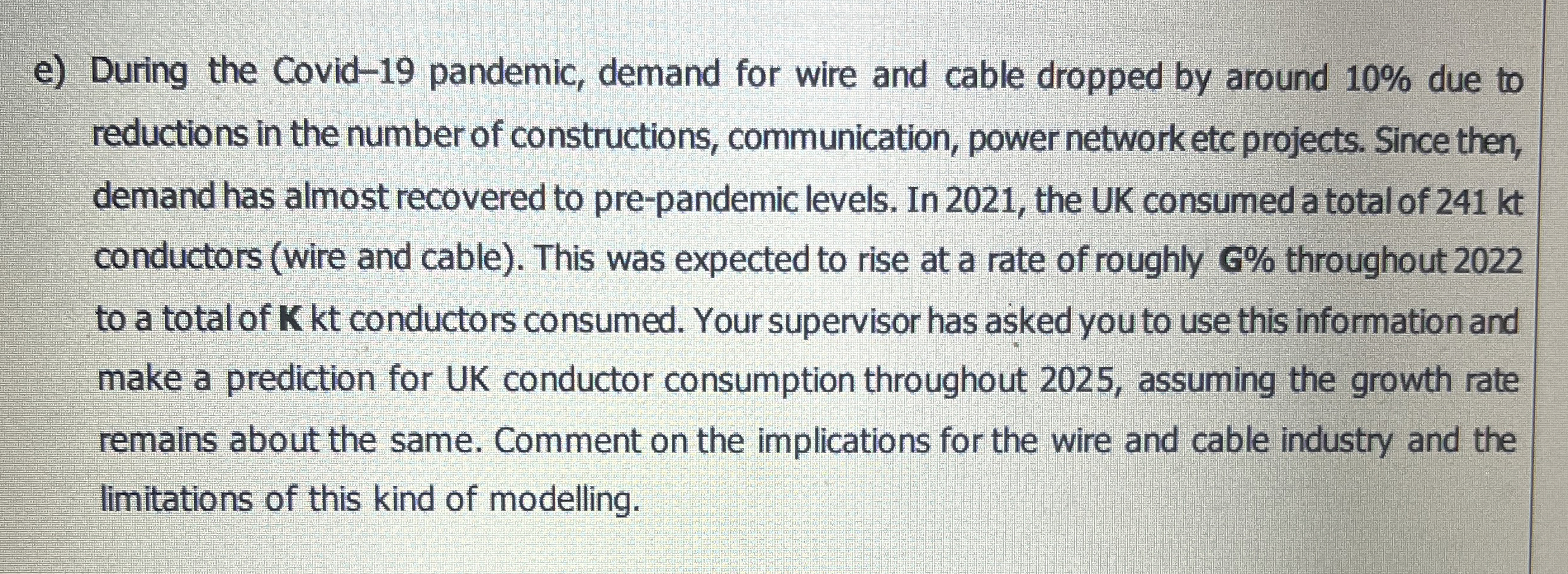 e ) During the Covid - 1 9 pandemic, demand for
