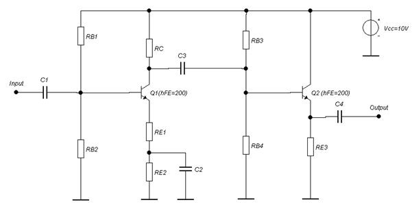 Q 1 : Voltage gain - 1 0 , ( hFE ) = 2 0 0 , IC =