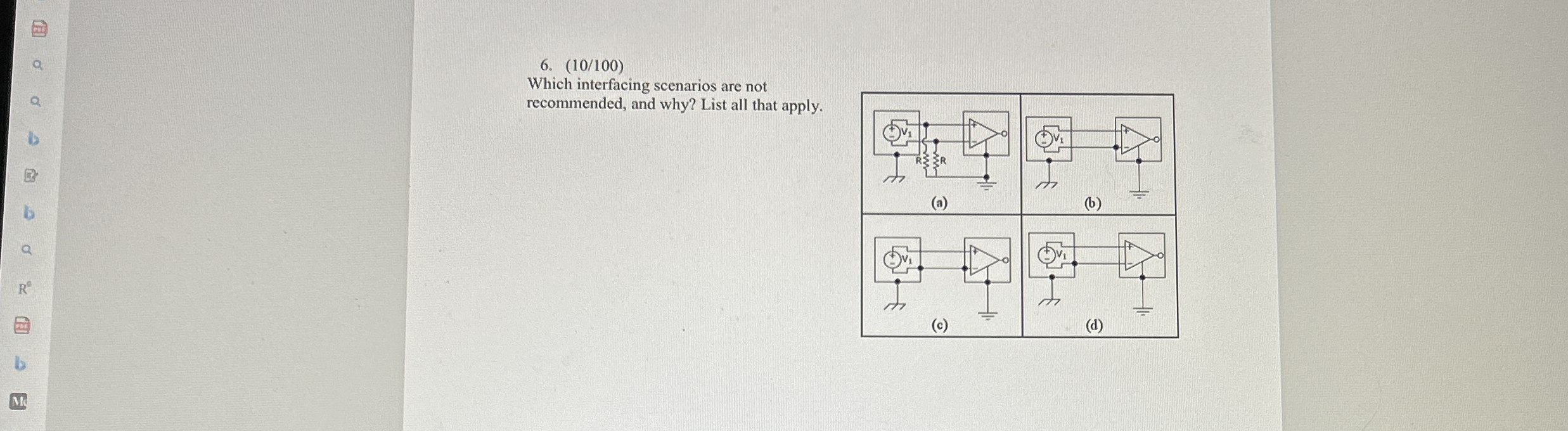 ( 1 0 1 0 0 ) Which interfacing scenarios are not