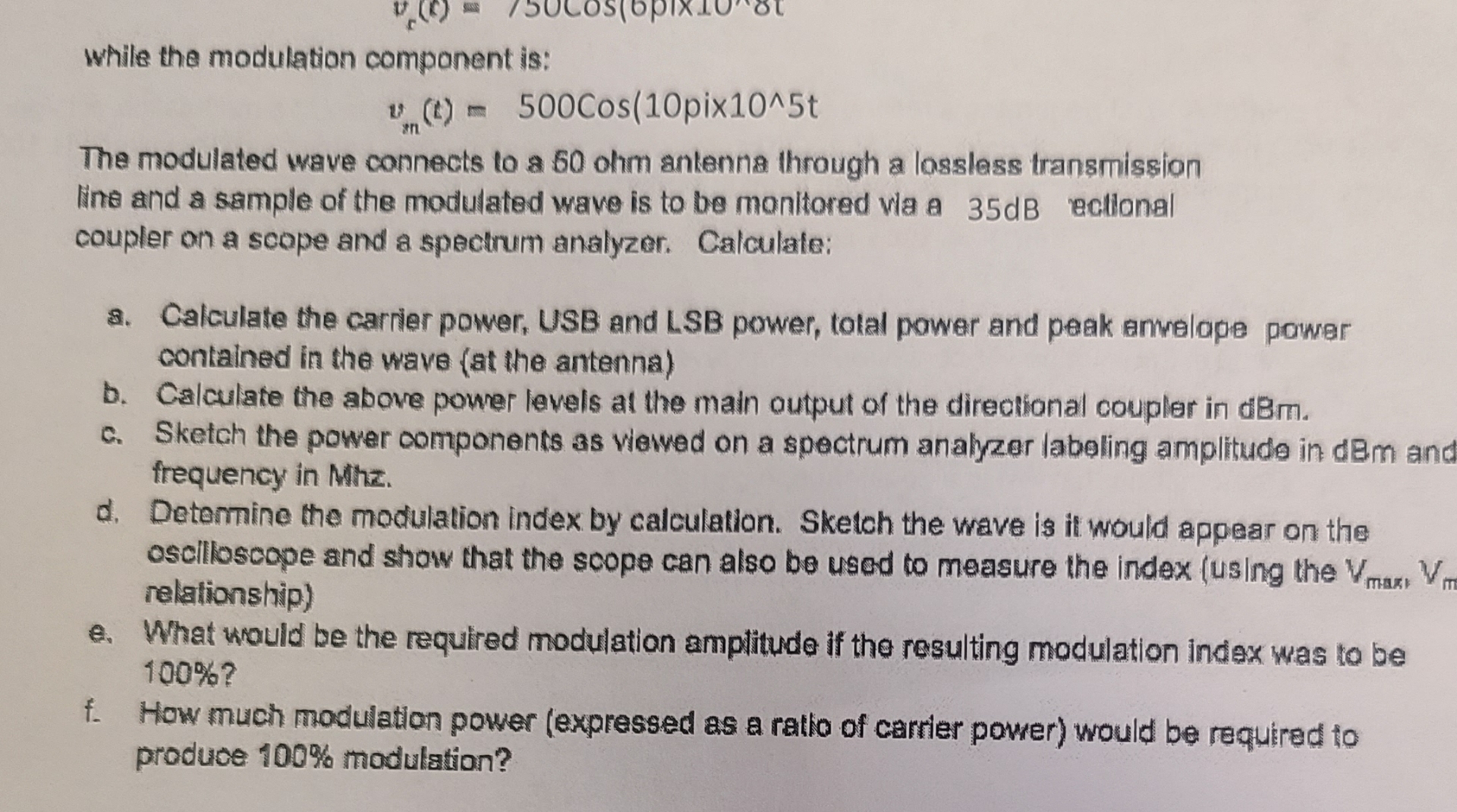 while the modulation component is: The modulated