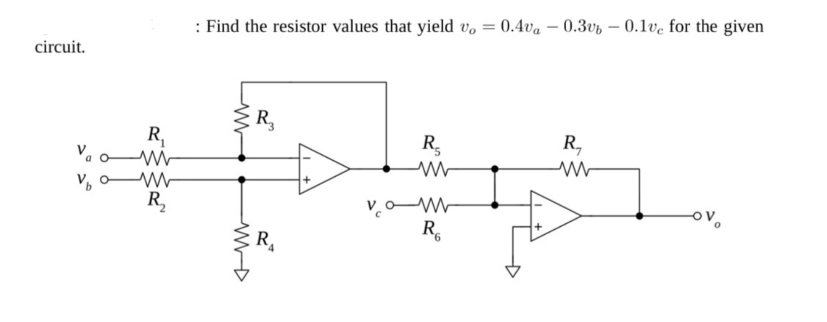 : Find the resistor values that yield v o = 0 . 4