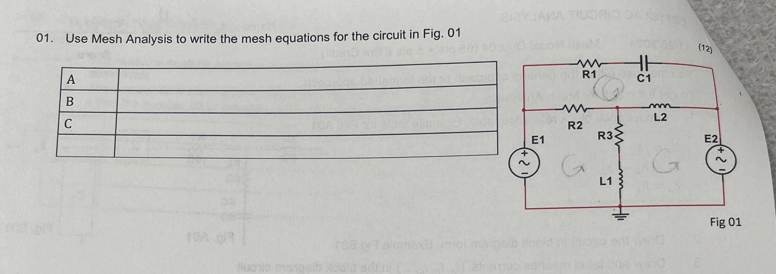 Use Mesh Analysis to write the mesh equations for