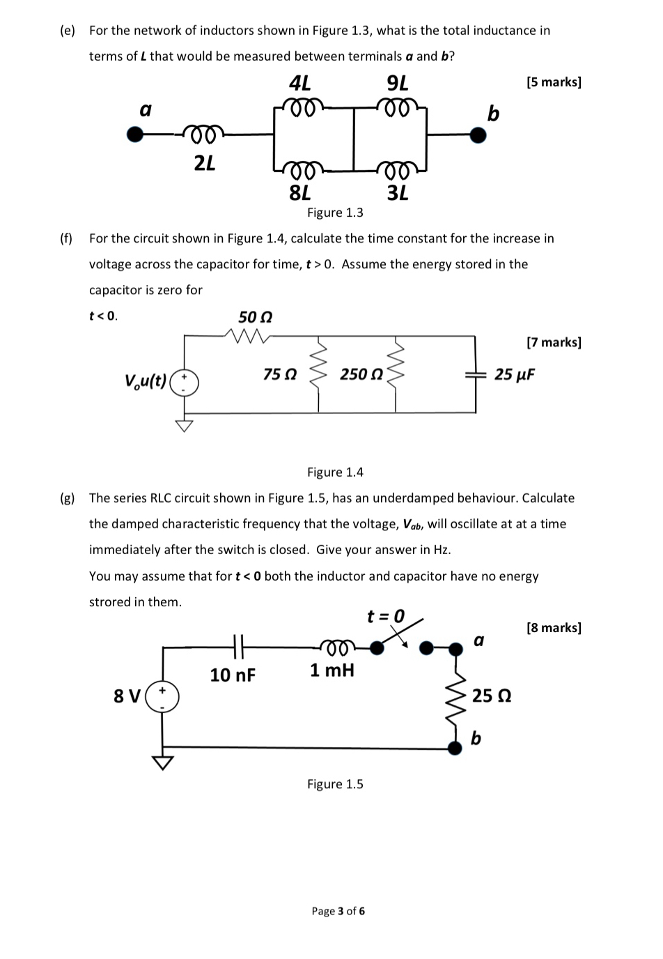 ( e ) For the network of inductors shown in