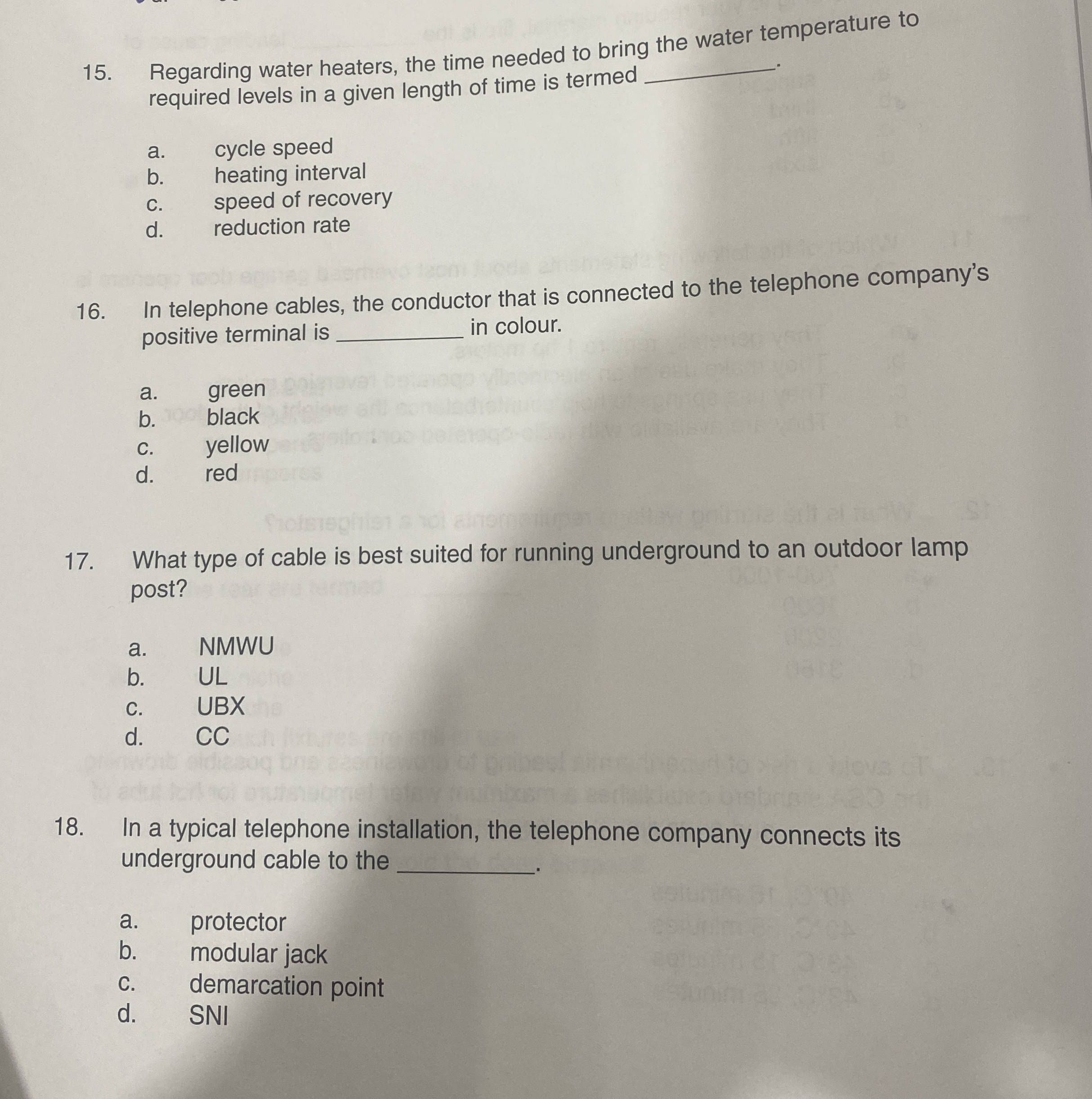 Regarding water heaters, the time needed to bring