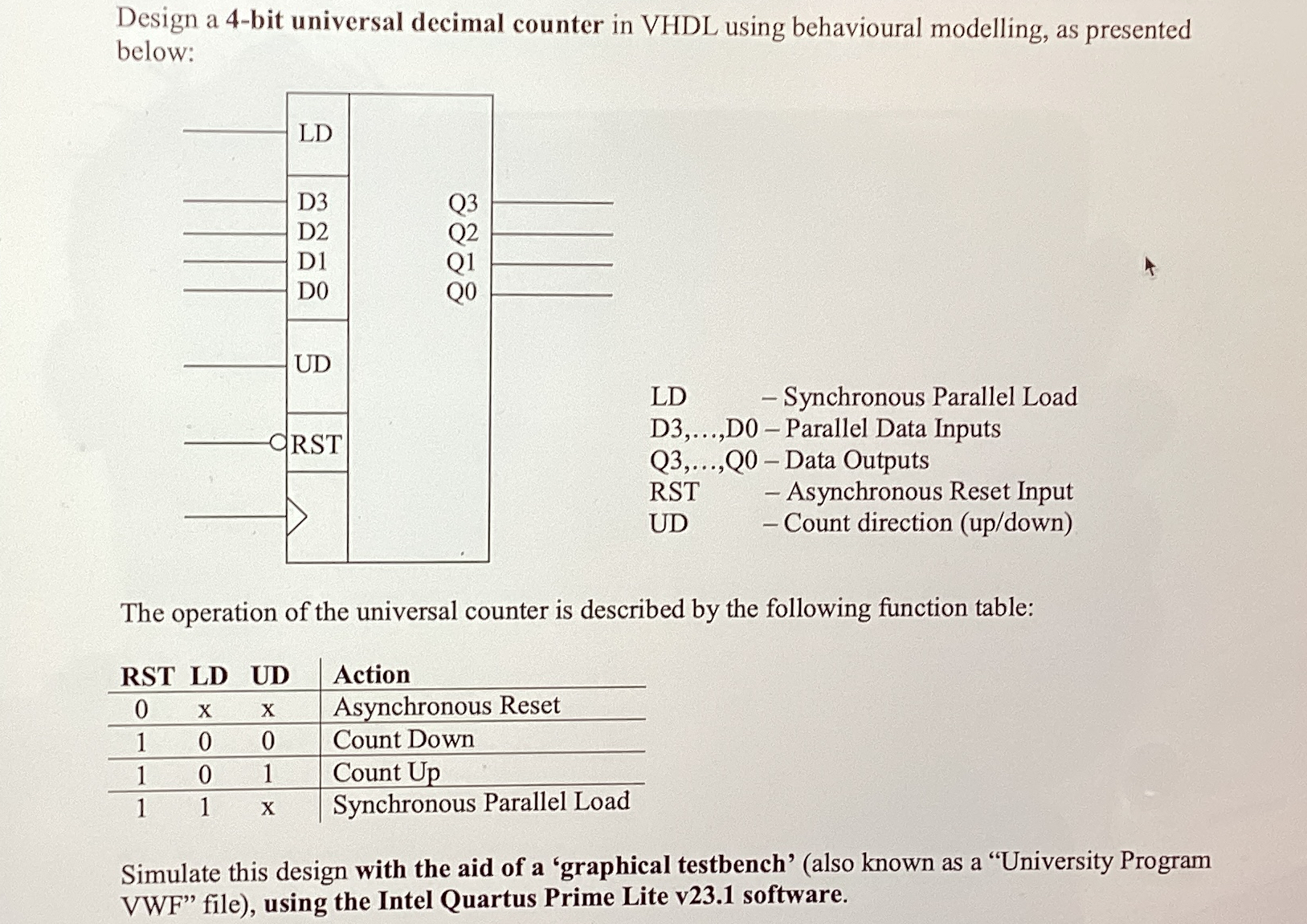 Design a 4 - bit universal decimal counter in