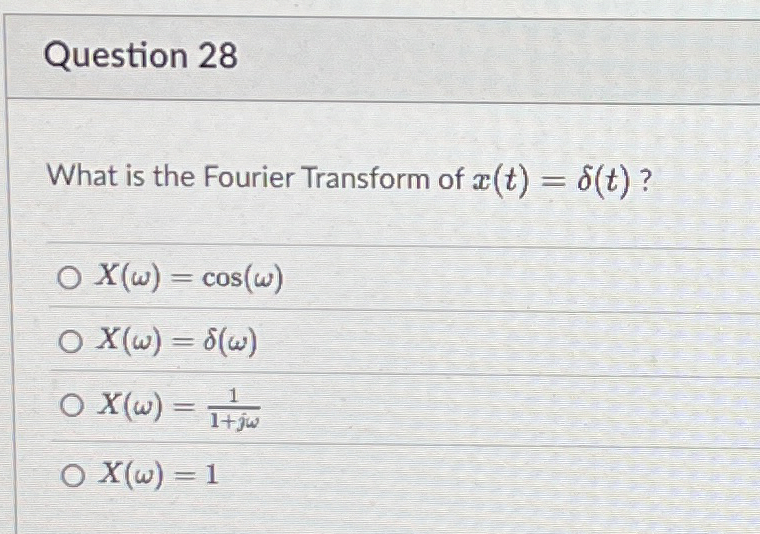 Question 2 8 What is the Fourier Transform of x (
