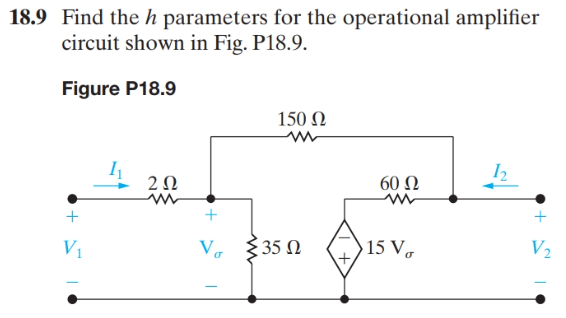 1 8 . 9 Find the \ ( h \ ) parameters for the
