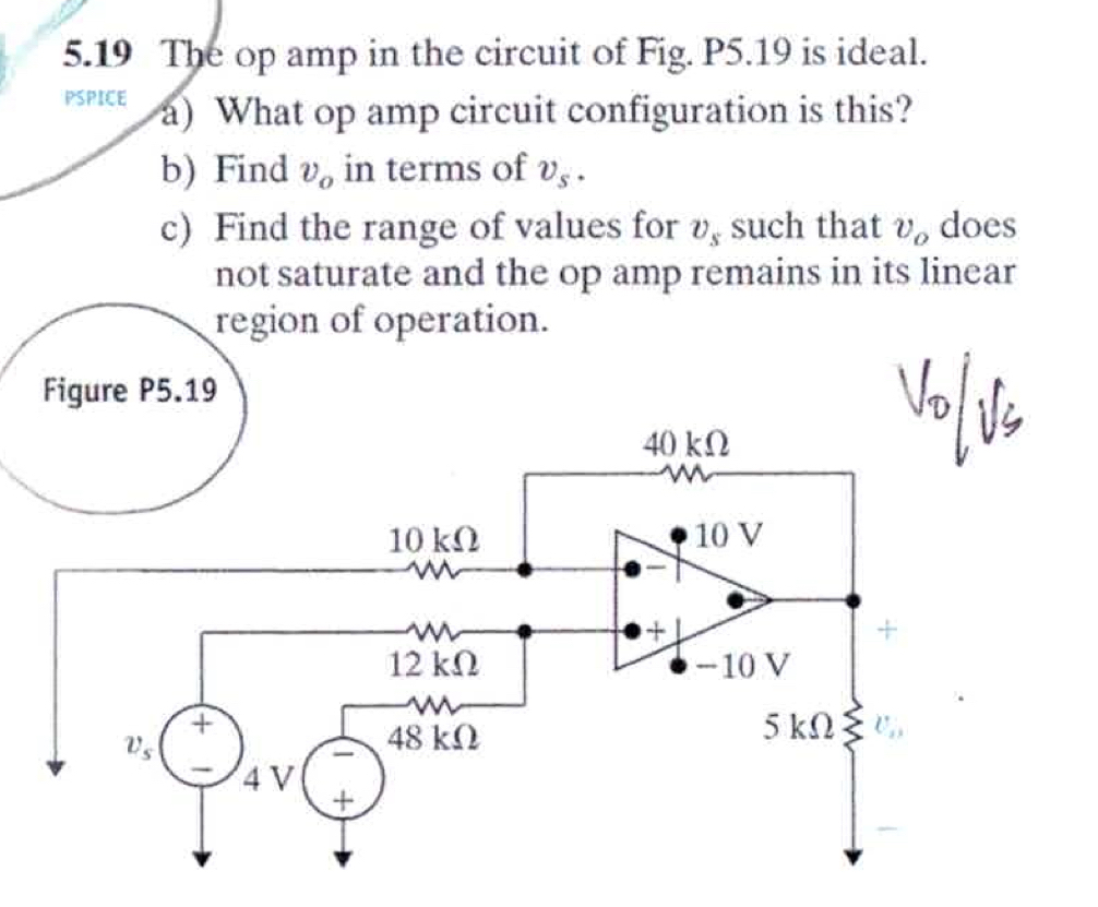 5 . 1 9 The op amp in the circuit of Fig. P 5 . 1