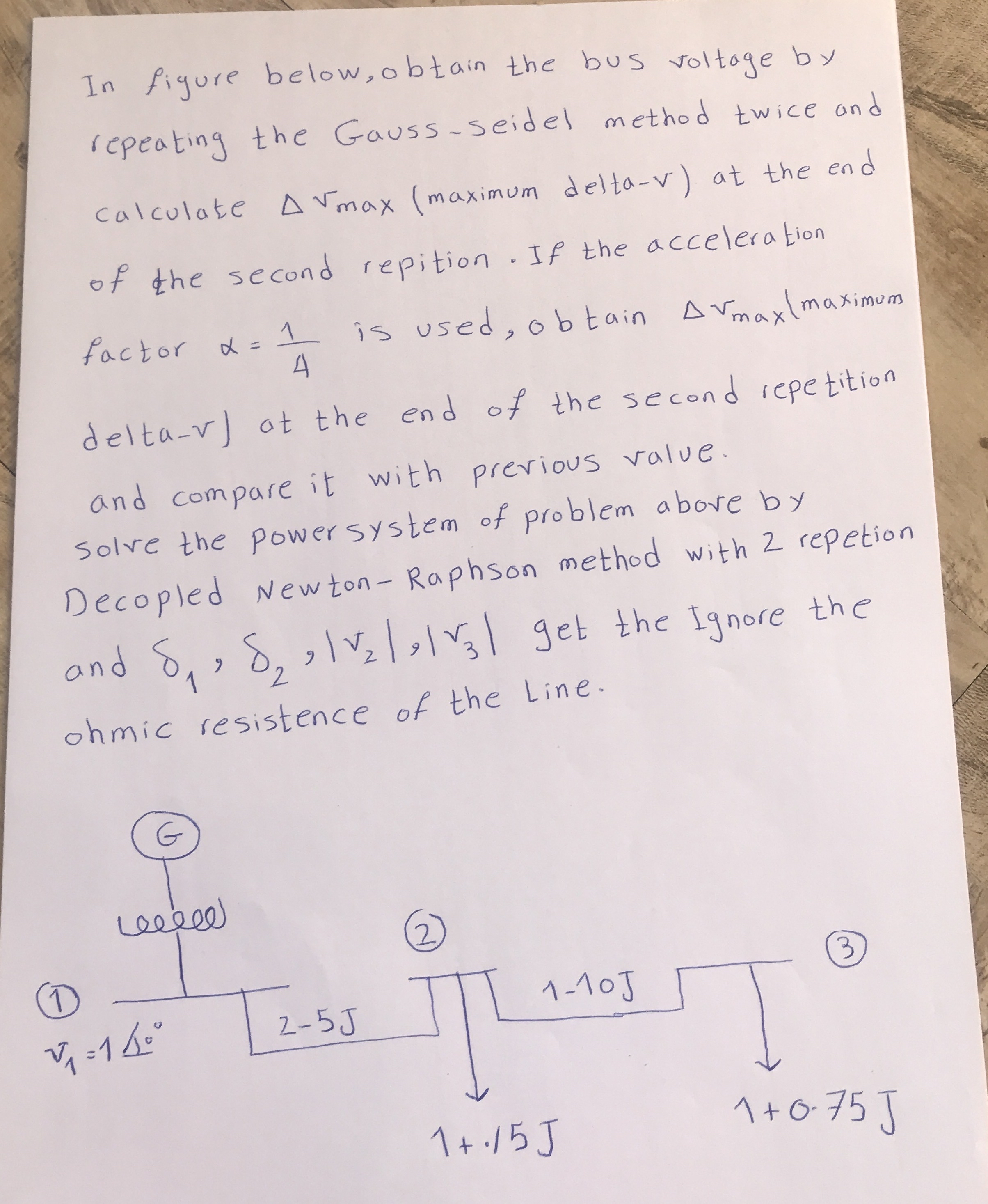 In figure below, obtain the bus voltage b y