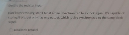Identify the register type. Data enters this