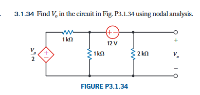 3 . 1 . 3 4 Find \ ( V _ { o } \ ) in the circuit