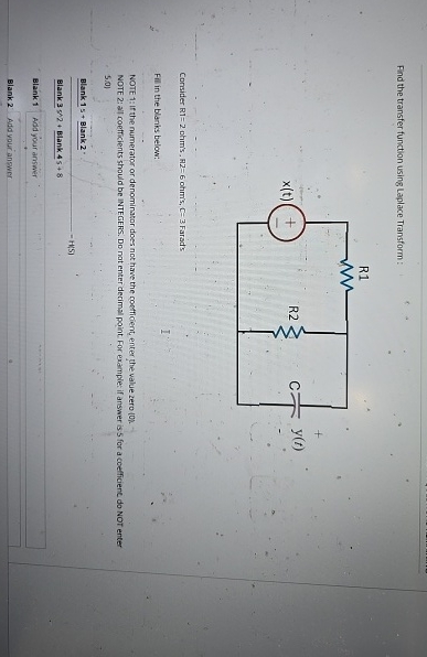 Find the transfer function using Laplace